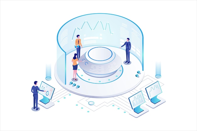 Vector Isometric Tiếp Thị Doanh Nghiệp