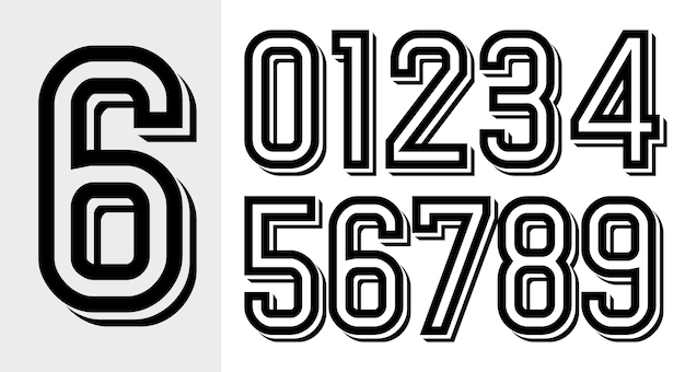 vector jersey number text design and jersey number typography