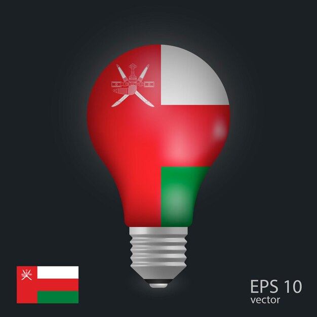 vector light bulb with flag of oman 3d rendering isolated on gray background