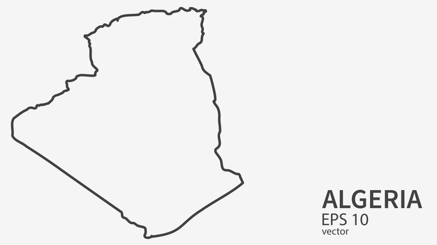 Vector line map of Algeria Vector design isolated on white background