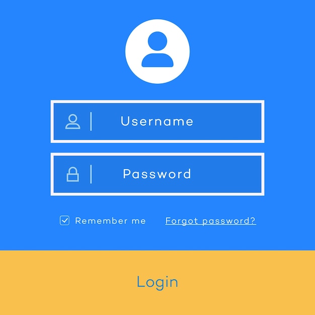 Vector login form page template flat style for app development online registration smartphone mockups website ui elements user profile access to account concept Vector 10 eps