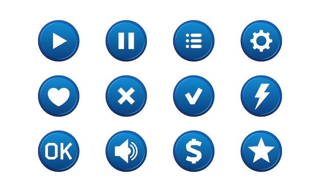 Vector menu button game template gui kit button interface for build web and mobile games and apps