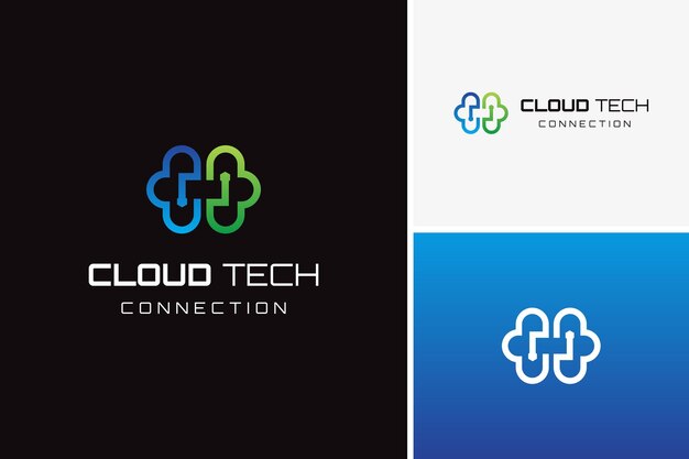 Vector minimalist cloud logo cloud tech logo connection logo design template