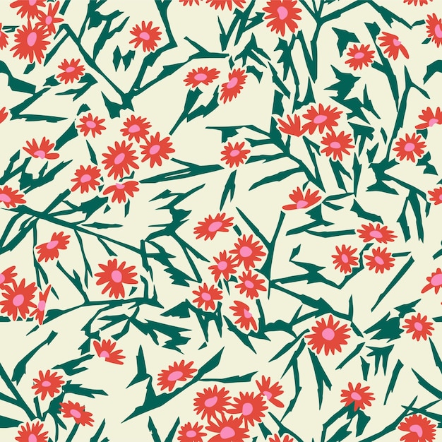 Vector modern floral seamless repeat pattern digital artwork