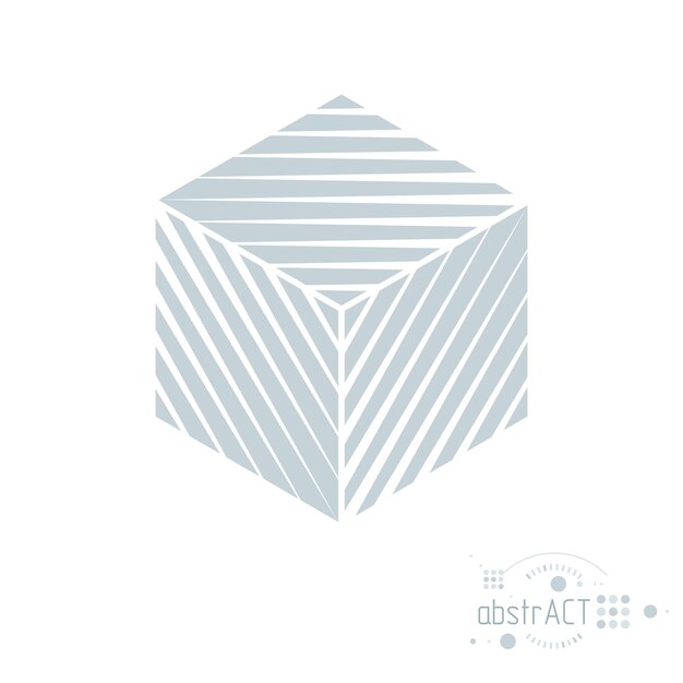 Vector modern geometric artistic graphic composition can be used as template and layout. Abstract technical background with graphic shape, cube.