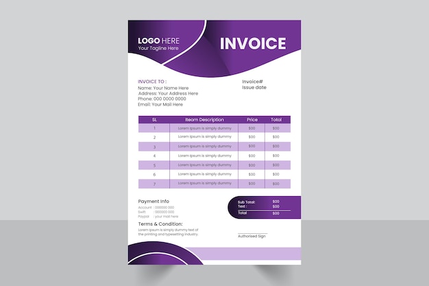 Vector Modern Invoice Design Template