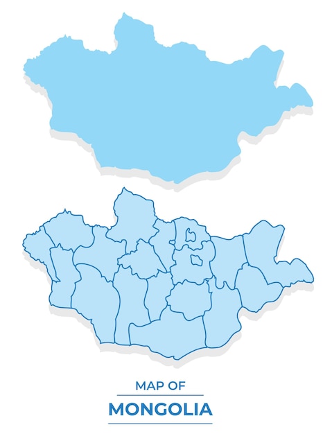 vector mongolia map set simple flat and outline style illustration