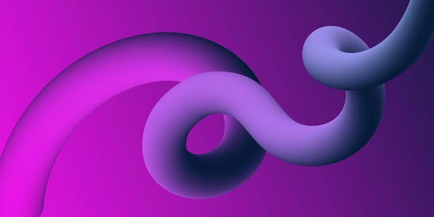 Vector multicolored purple background with gradient and abstract d tube shape