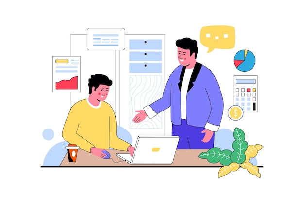 vector nghệ thuật nhân vật quản lý kinh doanh minh họa đường nét phẳng