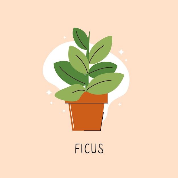 vector object of flat color indoor plant home office decoration a flower in a container