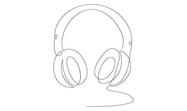 Vector one Continuous line drawing of headphones speaker headset gadget and earphones devices