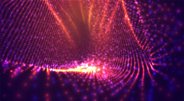 vector orange with red stream of luminous particles