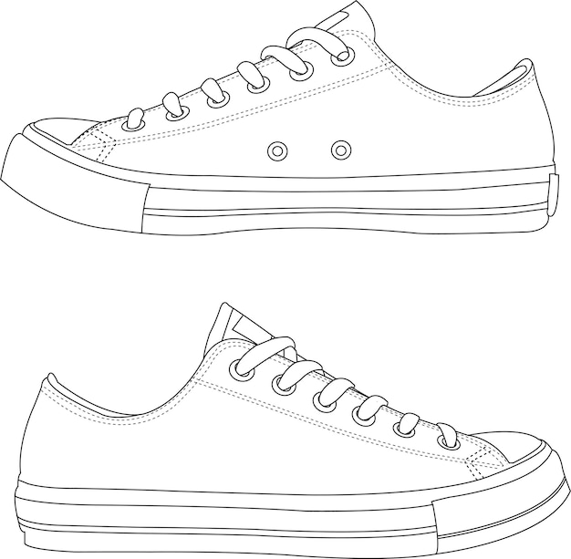 vector outline illustration sport shoes hand drawn shoe outline illustration