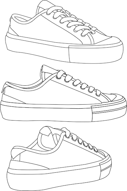 vector outline illustration sport shoes hand drawn shoe outline illustration
