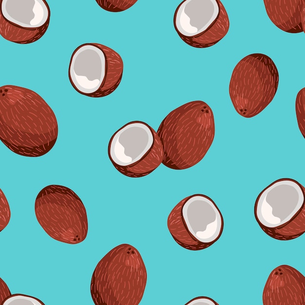 vector pattern with coconuts tropical fruits pattern for tshirts postcards
