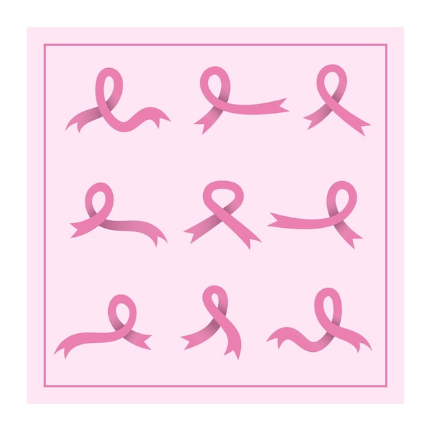 Vector Pink Ribbons for Breast Cancer Awareness Pink October