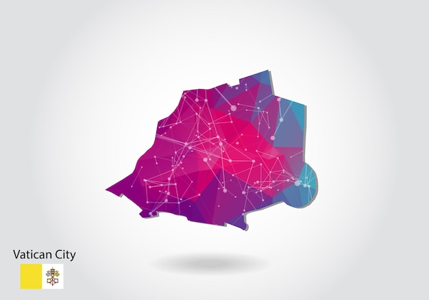 Vector polygonal Vatican City map. Low poly design. map made of triangles on white background. geometric rumpled triangular low poly style gradient graphic, line dots, UI design.