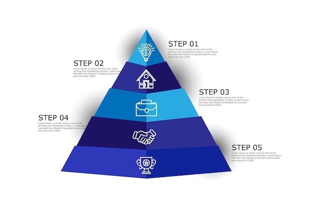 Vector pyramid infographic with 5 options Business presentation template