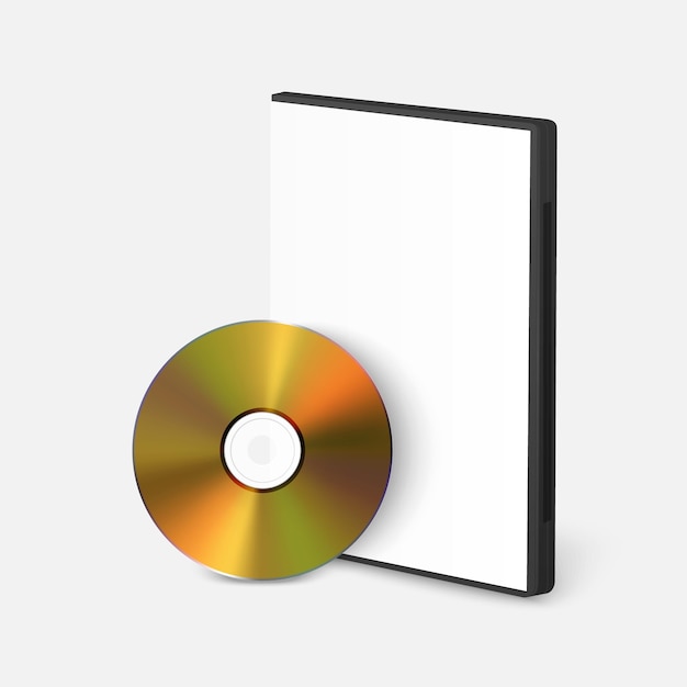 Vector Realistic Yellow CD DVD with Plastic Rectangular Cover