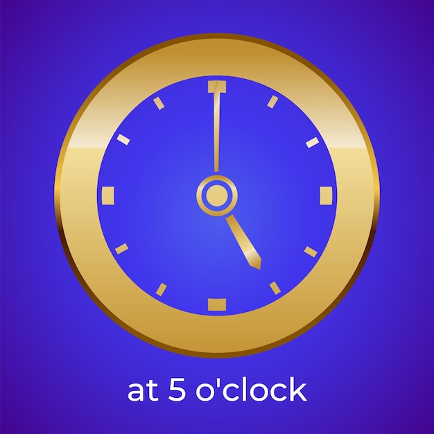 Vector round clock display showing 5 oclock