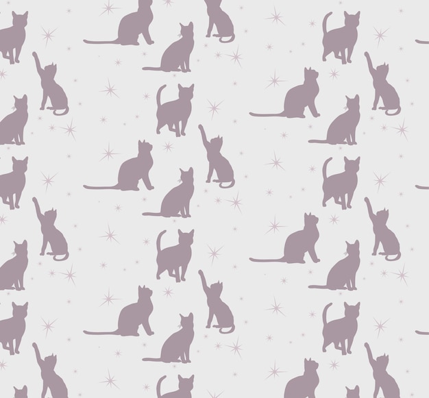 Vector seamless background with silhouette of cats