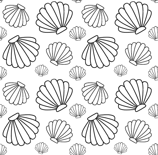 vector seamless pattern of hand drawn shell