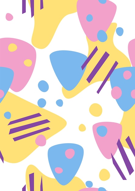 Vector seamless pattern with abstract multicolored geometric shapes