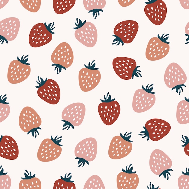 Vector seamless pattern with colorful strawberries