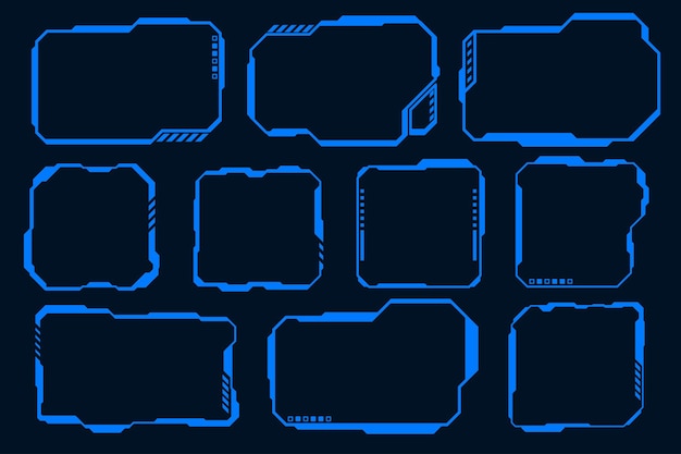 Vector set futuristic frame technology cyberpunk design element Technology Hitech element