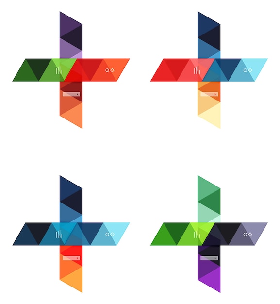 Vector set of blank geometric infographic web boxes