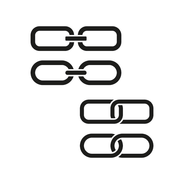 Vector set of chain links Interlocking and separate chain segments Connection and detachment concept