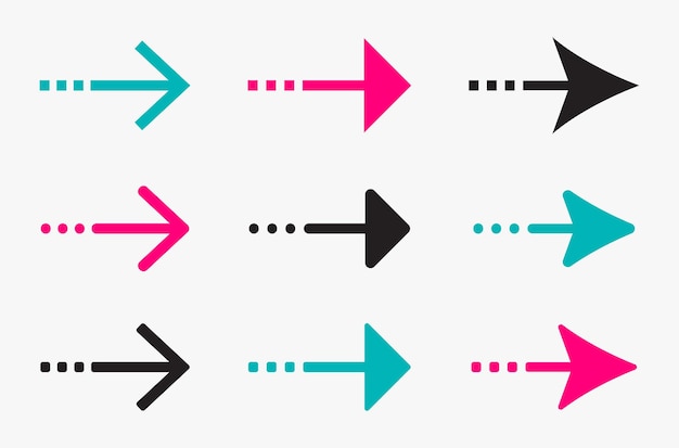 Vector Set of Colorful Arrow Direction Design
