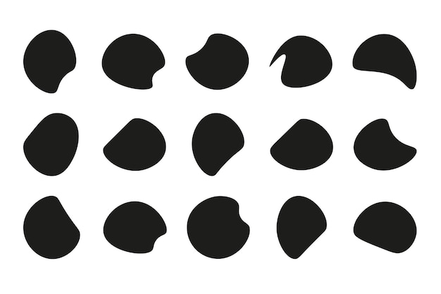 Vector set of different blotch shapes random abstract liquid shapes round abstract organic elements