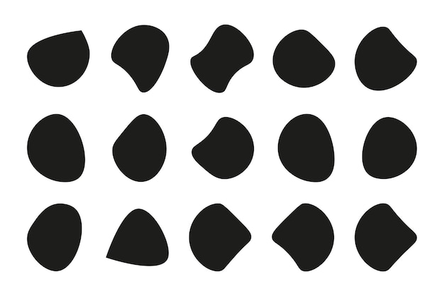 Vector set of different blotch shapes random abstract liquid shapes round abstract organic elements