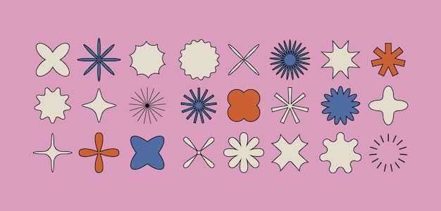 vector set of different geometric shapes and elements brutalist design icons and signs basic forms