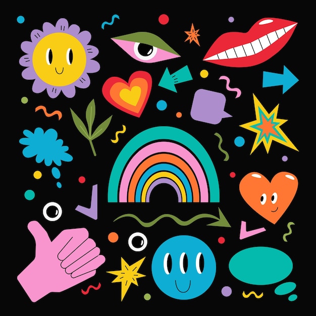 vector set of groovy elements