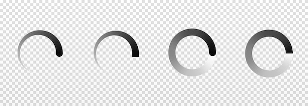Vector set of loading icons on isolated transparent background. Page loading, data loading png.