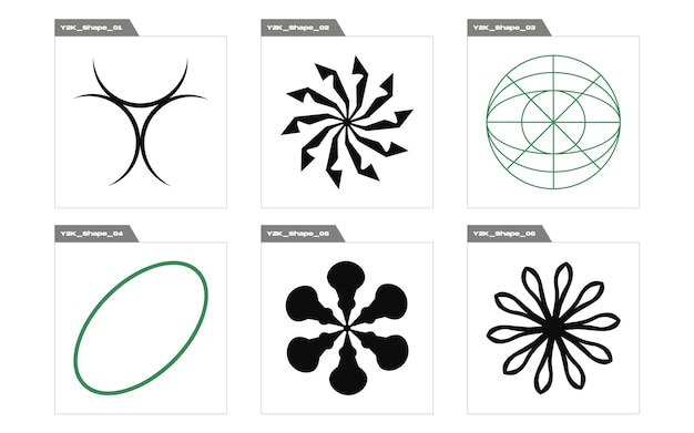 vector set of y2k big collection of abstract graphic geometric symbols elements for graphic decoration