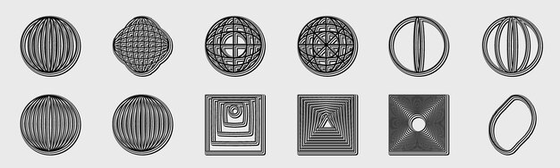 Vector set of Y2K Collection of abstract graphic geometric symbols Abstract bauhaus forms