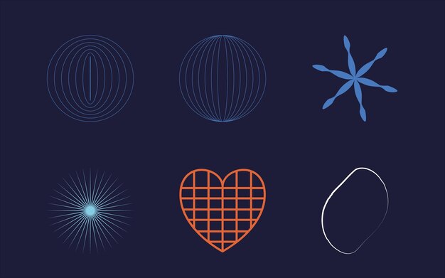 vector set of y2k extraordinary graphic assets flat minimalist icons
