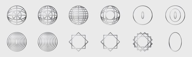 vector set of y2k minimalist geometric elements ornaments for decoration