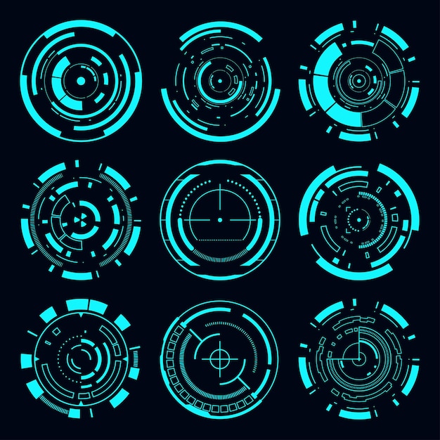 Vector set sci fi frame user interface element Technology futuristic abstract HUD