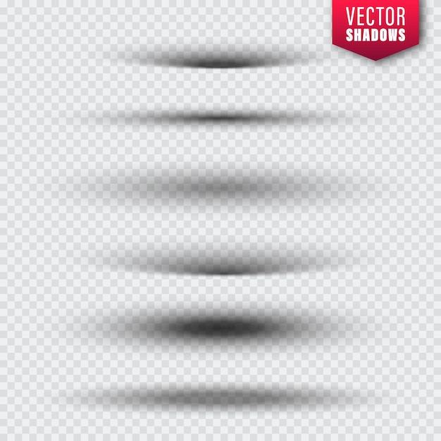 Vector shadows collection on transparent background realistic shadow effect for design vector