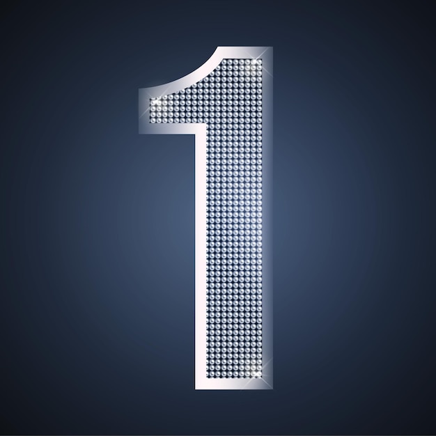 Vector silver number 1 one Luxury shining icon for first anniversary birthday card poster