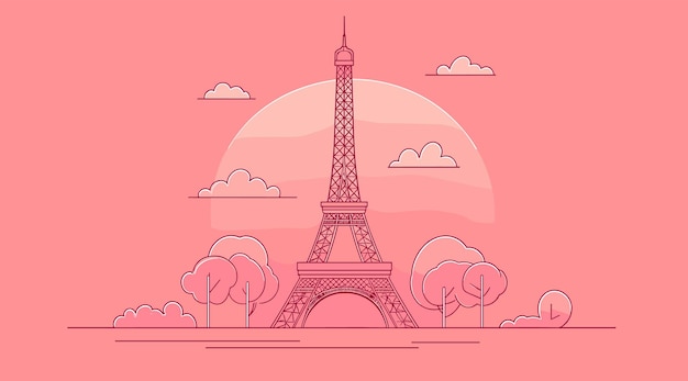 vector simple drawing eiffel tower paris Generative AI