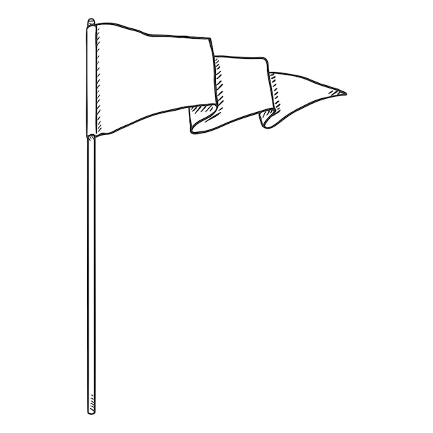 Vector Single Sketch Waving Triangle Flag