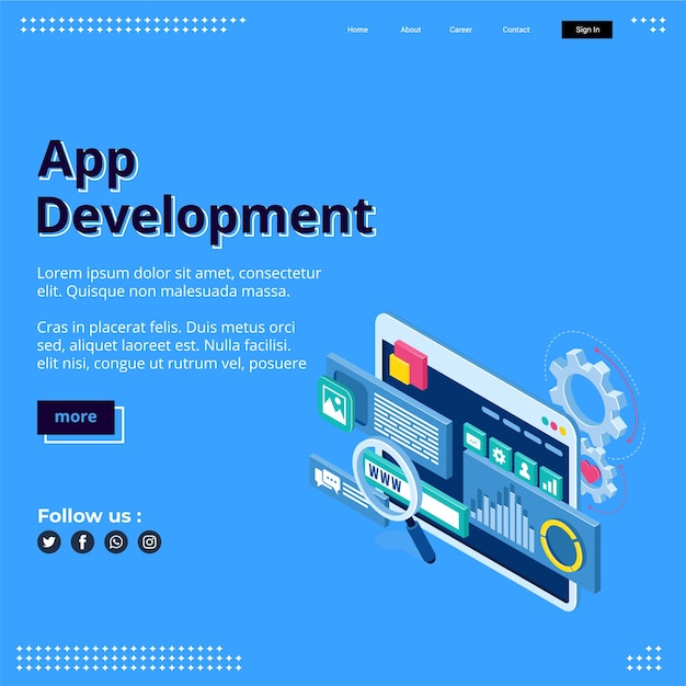 vector software development isometric landing page website or program coding cross platform algorith