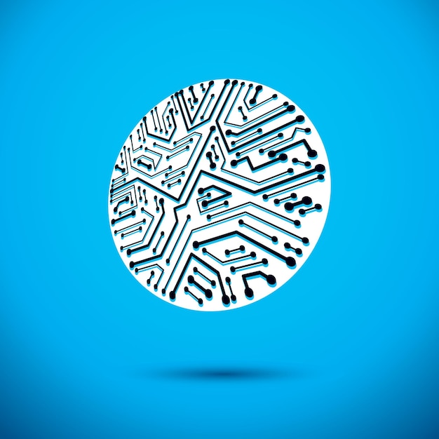 Vector technology cpu design with circular microprocessor scheme. Computer circuit board, digital element.