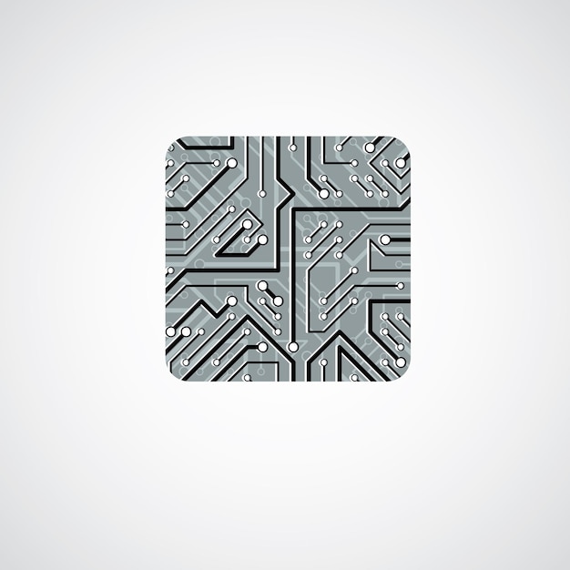 Vector technology cpu design with square microprocessor scheme. Computer circuit board, digital element.