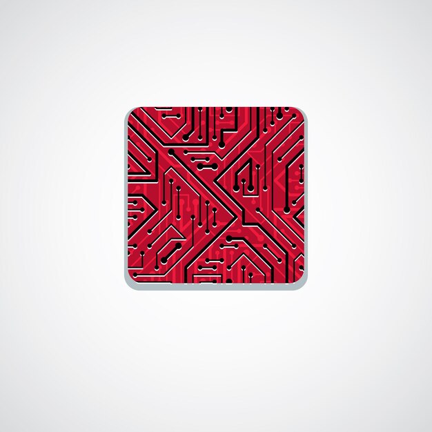Vector technology cpu design with square microprocessor scheme. Computer circuit board, digital element.